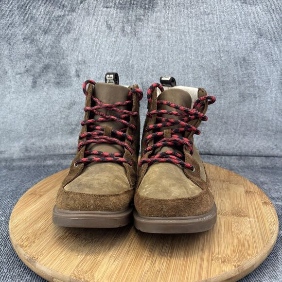 UGG Boots Youth Size 4 Brown Leather Suede Lace Up Side Zip Shearling Lined - Picture 2 of 11